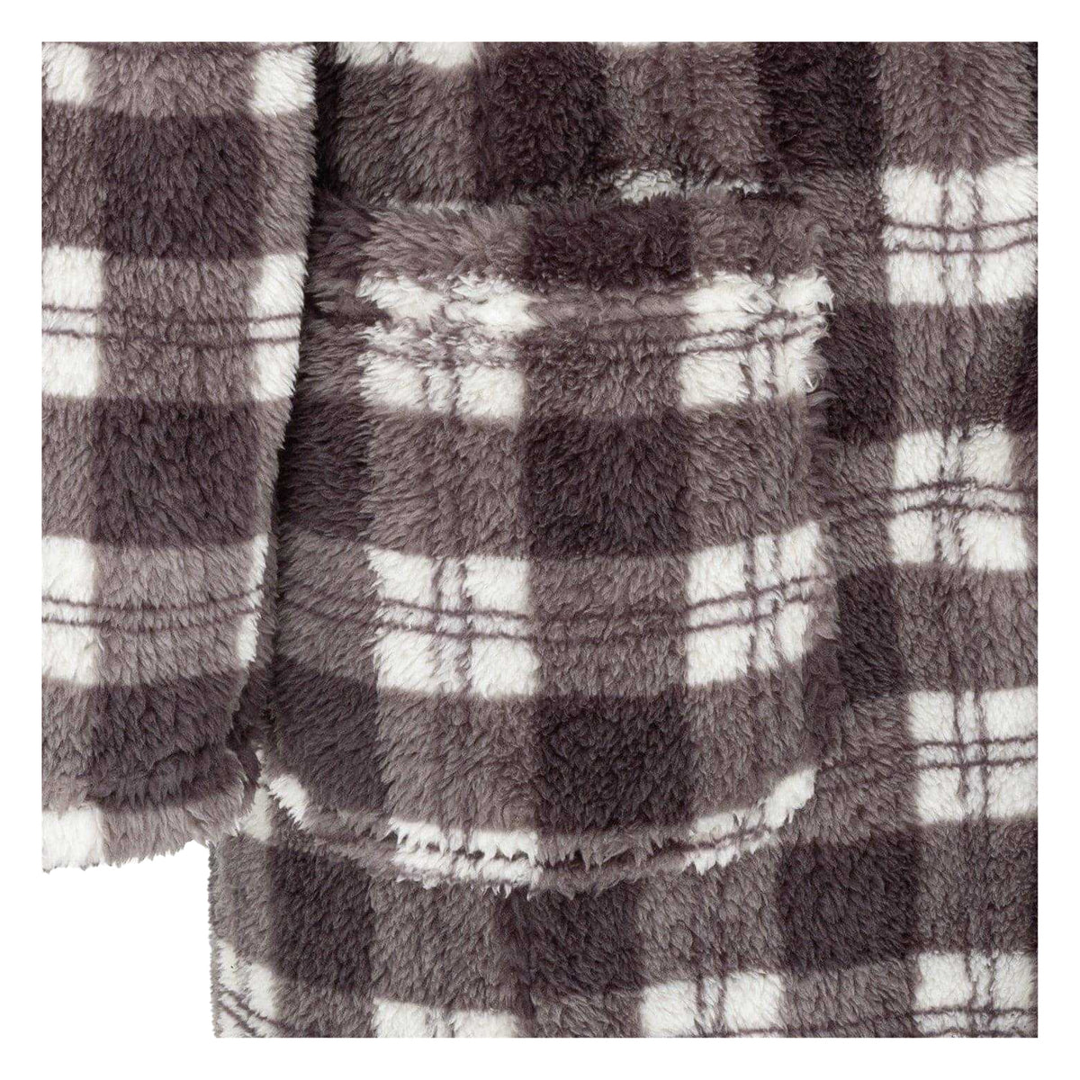 Grey-Black - Lifestyle - Howick Mens Checked Fleece Lounge Robe