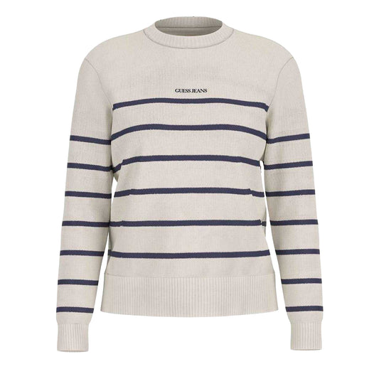 White-Ocean - Front - Guess Unisex Adult Striped Regular Sweater Top