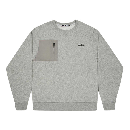 Grey Marl - Front - No Fear Mens Technical Zip Pocket Jumper