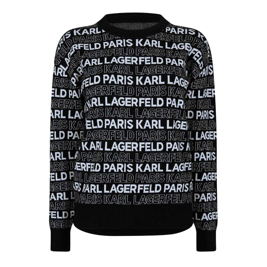 Black - Front - Karl Lagerfeld Womens-Ladies Regular Long-Sleeved Jumper