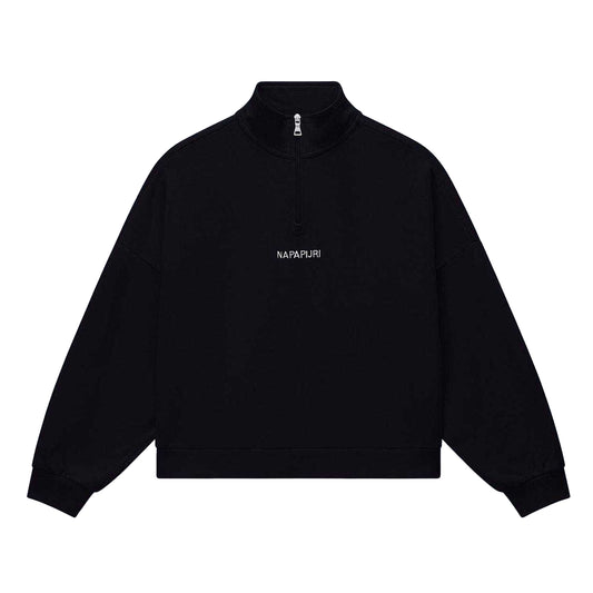 Black - Front - Napapijri Womens-Ladies Almas Quarter Zip Sweatshirt