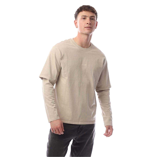 Feather Grey - Front - Levis Mens Embroidered Logo Layered Sleeve T-Shirt