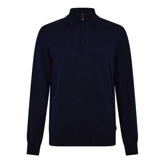 Dark Blue - Front - Boss Mens Ebenji Fine Knit Jumper