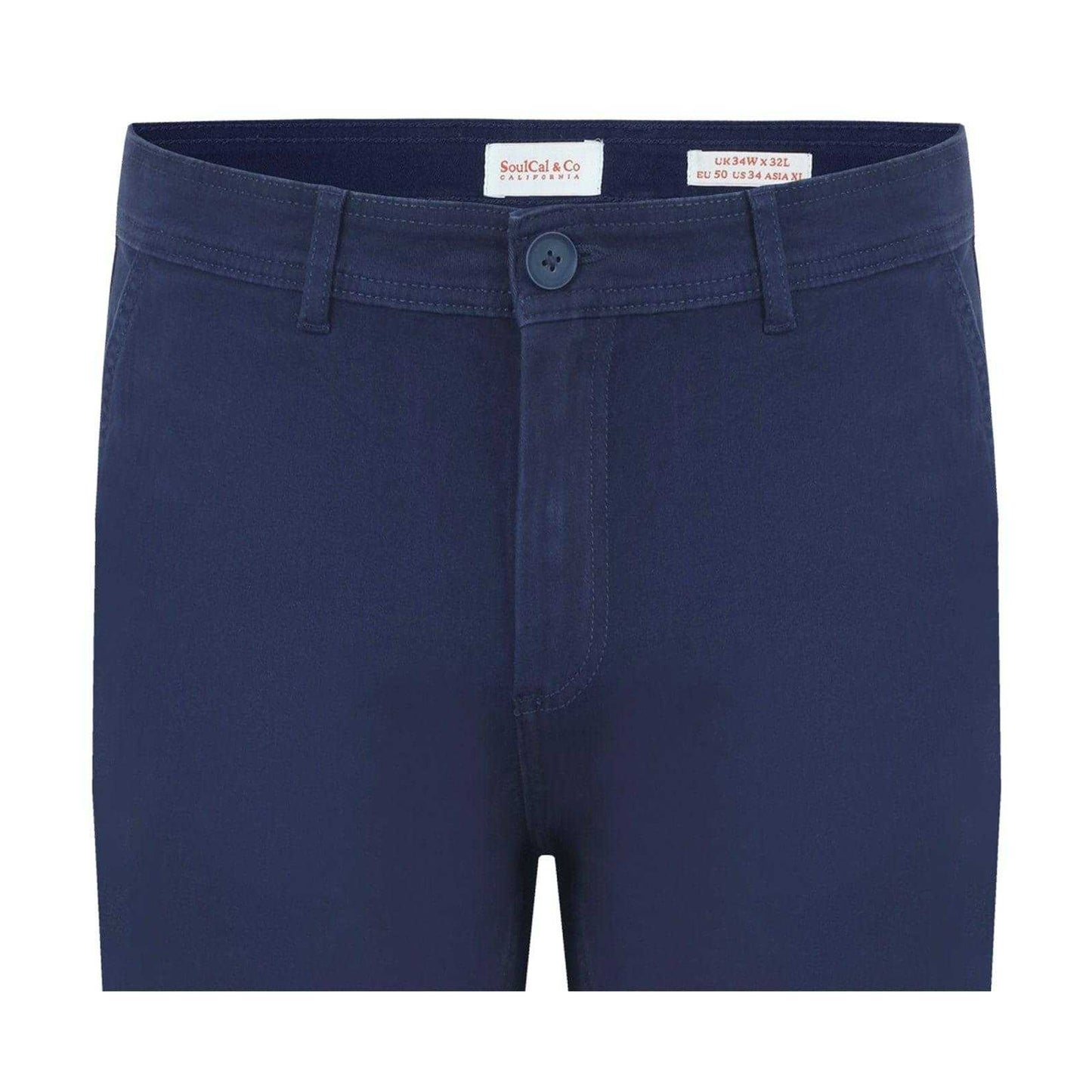 Navy - Side - SoulCal Mens Cotton Blend Chinos