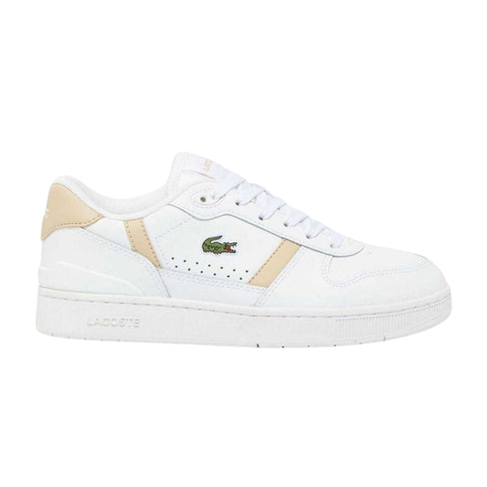 White - Front - Lacoste Womens-Ladies T-Clip Set Leather Trainers