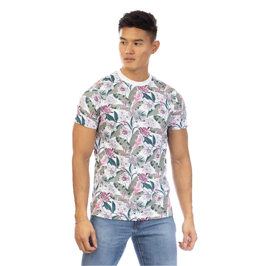 Multicoloured - Front - Peter Werth Mens Leckonby Floral T-Shirt