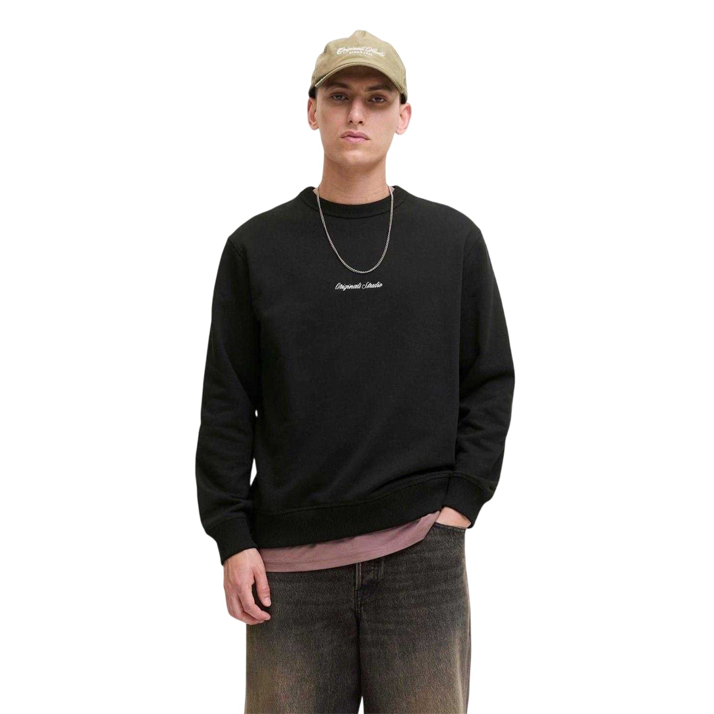 Black - Side - Jack And Jones Mens Crew Neck Sweatshirt