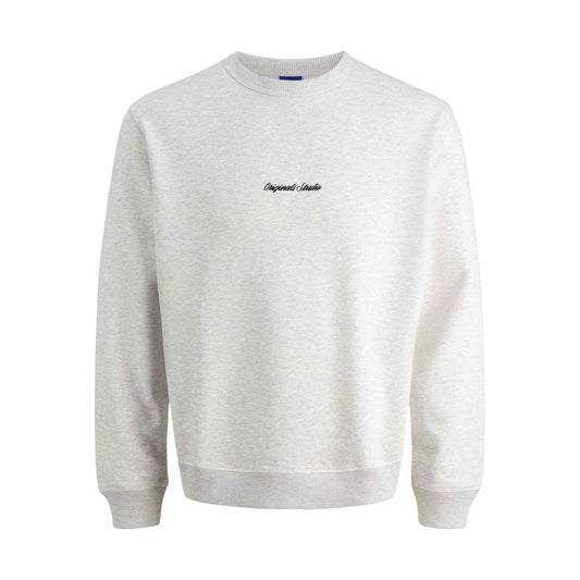 White Melange - Front - Jack And Jones Mens Crew Neck Sweatshirt