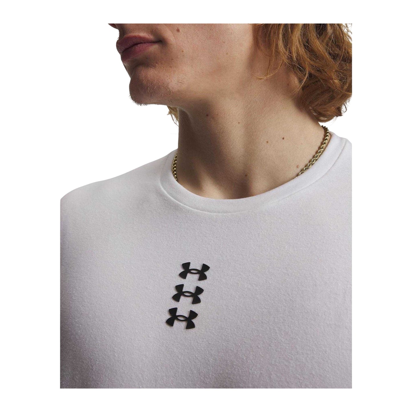 White - Side - Under Armour Mens Stacked Logo Loose Fit T-Shirt