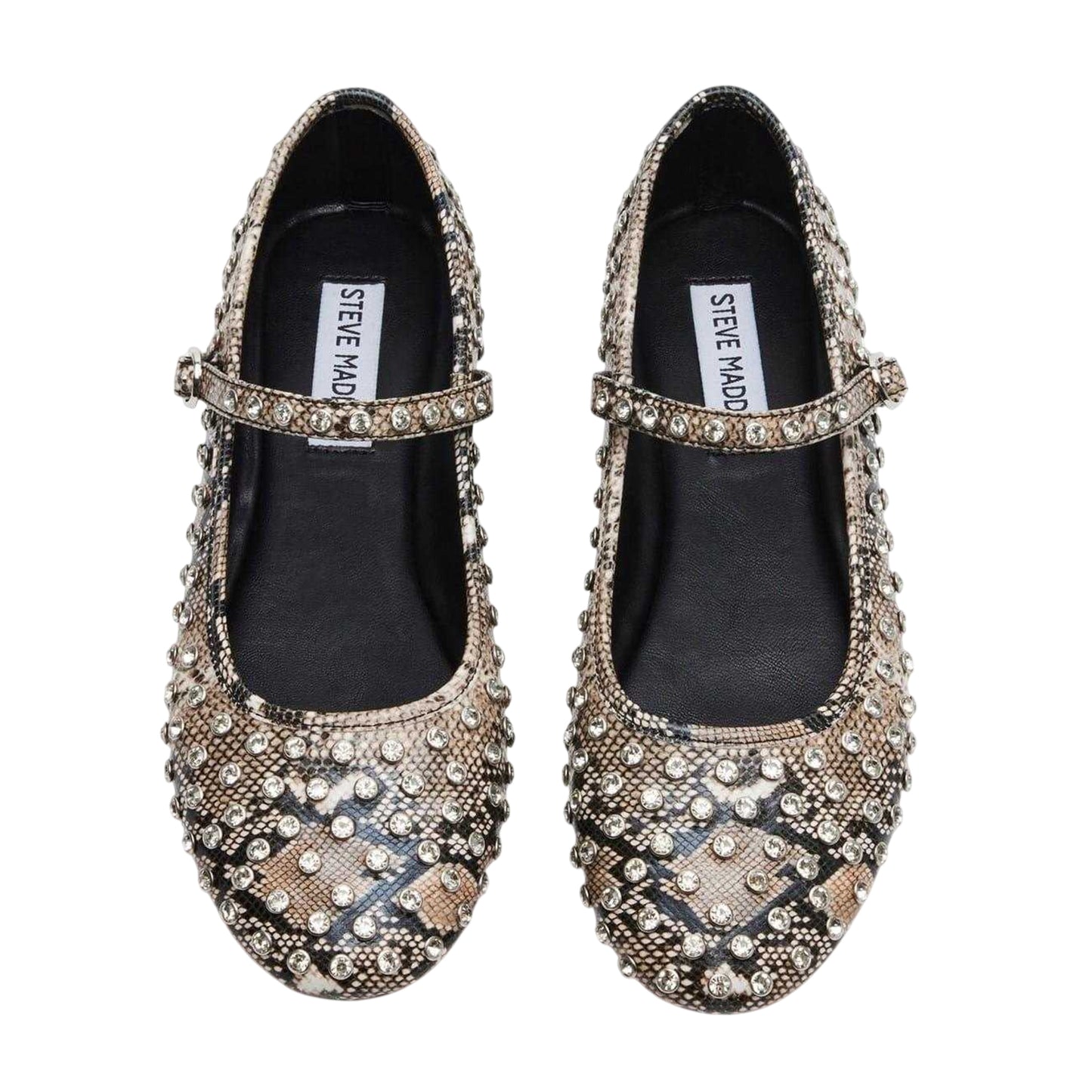 Natural Snake - Lifestyle - Steve Madden Womens-Ladies Vinetta-R Rhinestone Ballerina Flats