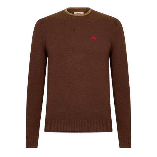 Brown - Front - Levis Mens Batwing Logo Crew Neck Jumper