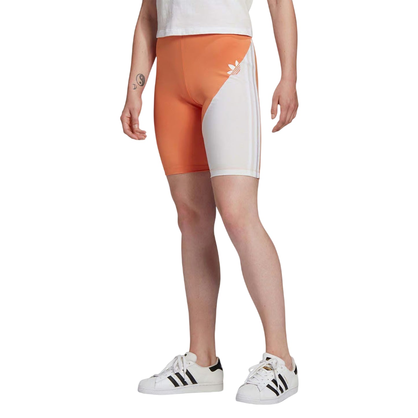 Brown - Side - Adidas Womens-Ladies Originals Diagonal Stripe Fitted Cycling Shorts