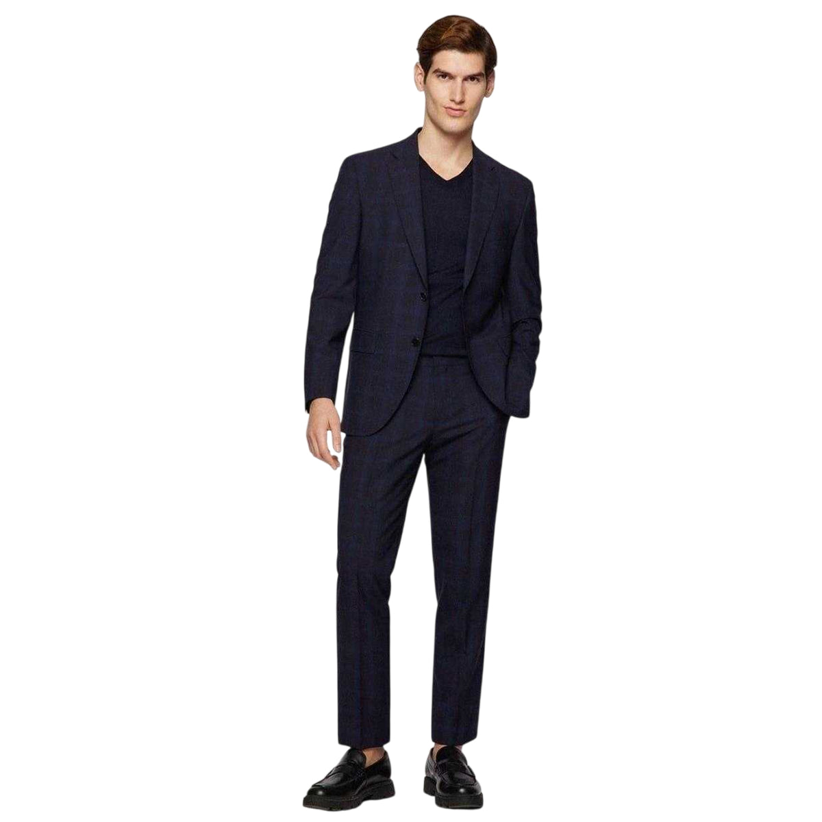 Dark Blue - Side - Boss Mens Knitted Regular Formal Pullover