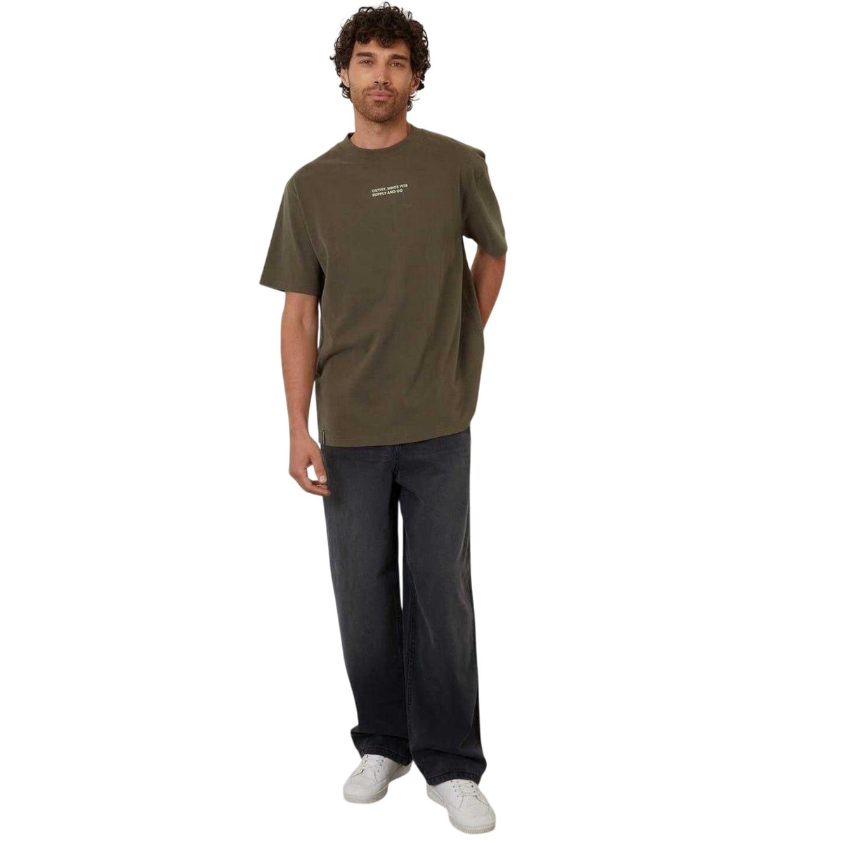 Dark Khaki - Lifestyle - Threadbare Mens Graphic Print Short-Sleeved T-Shirt
