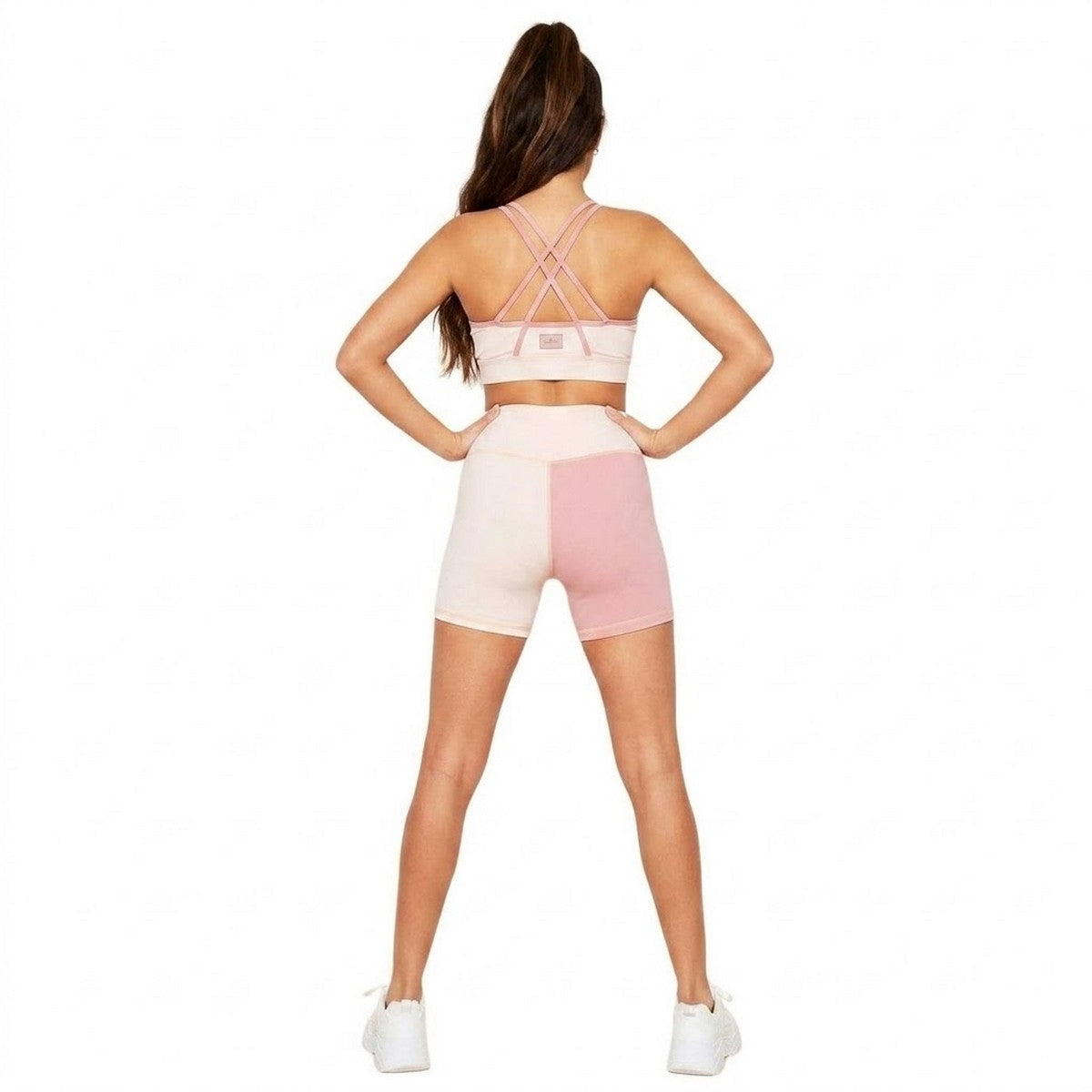 Pink - Back - Missy Empire Womens-Ladies Colour Block Sport Shorts