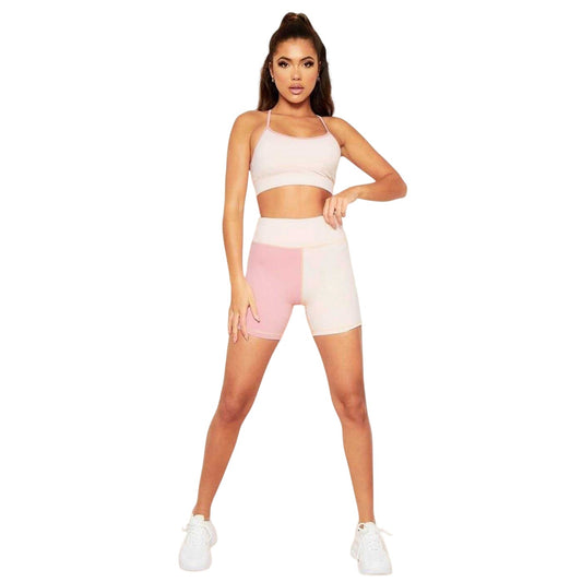 Pink - Front - Missy Empire Womens-Ladies Colour Block Sport Shorts