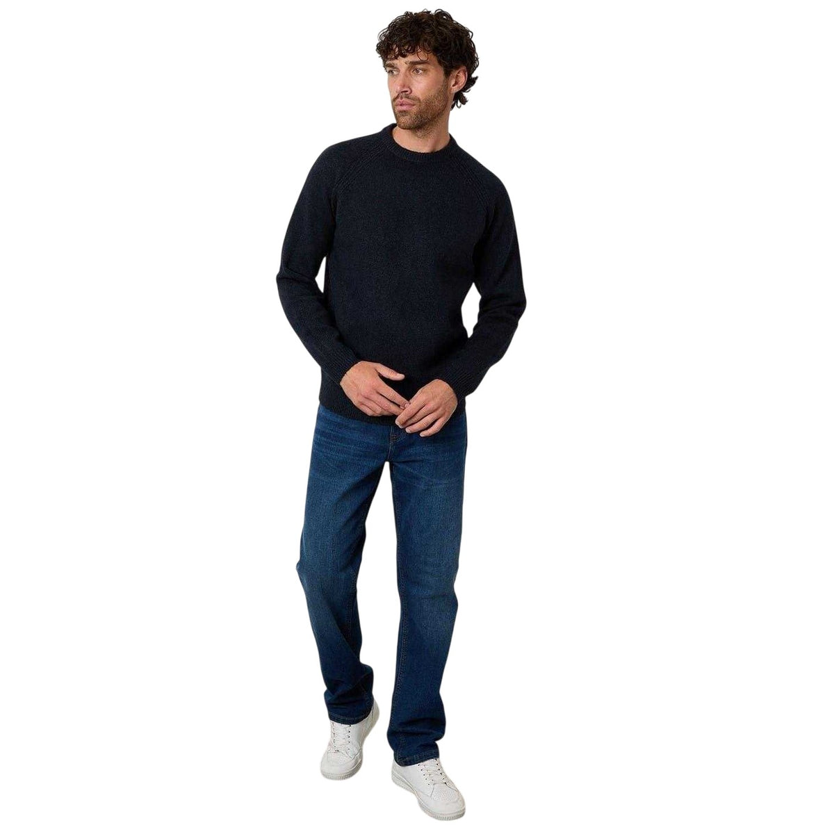 Navy - Lifestyle - Threadbare Mens Knitted Regular Raglan Jumper
