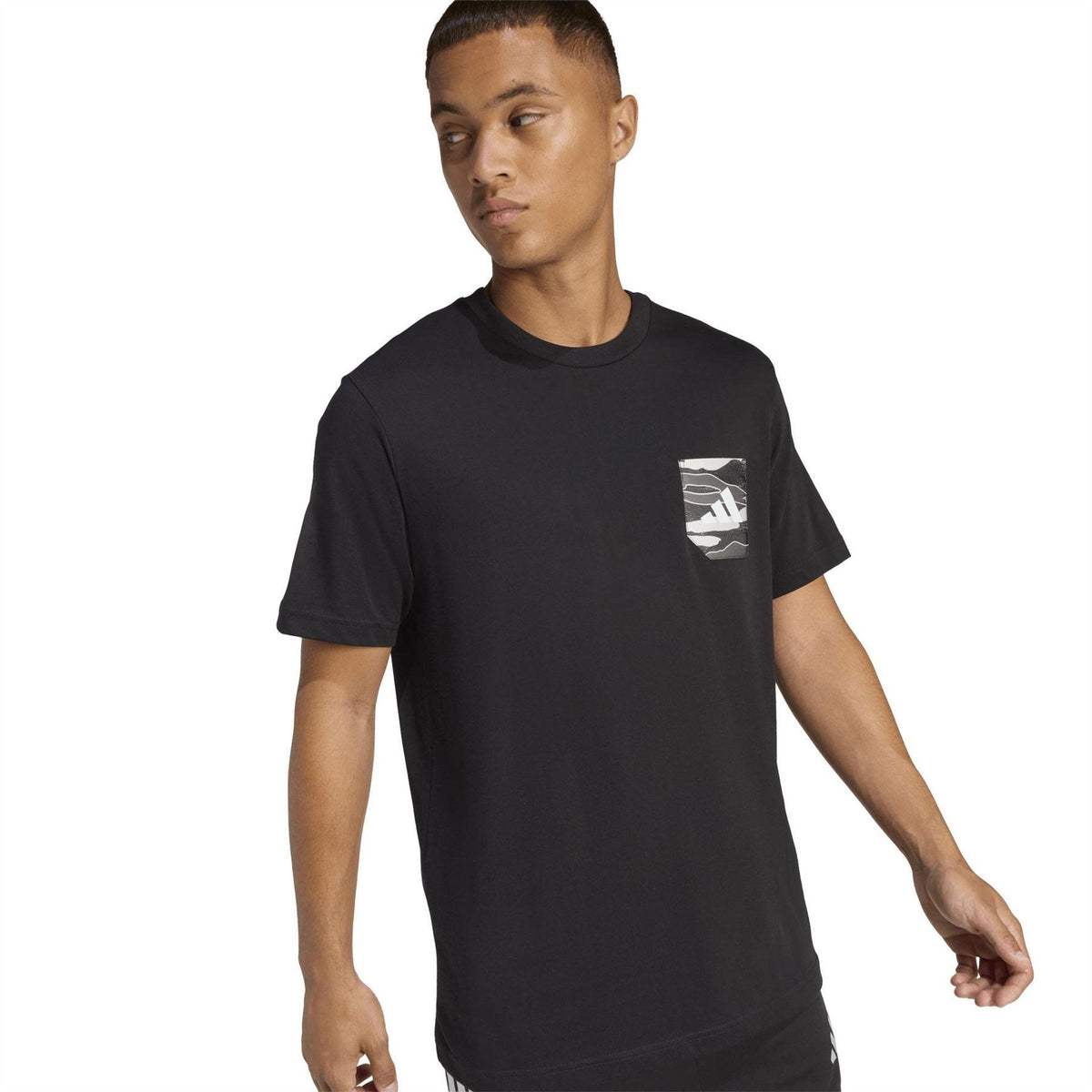 Black - Pack Shot - Adidas Mens Logo Pocket T-Shirt