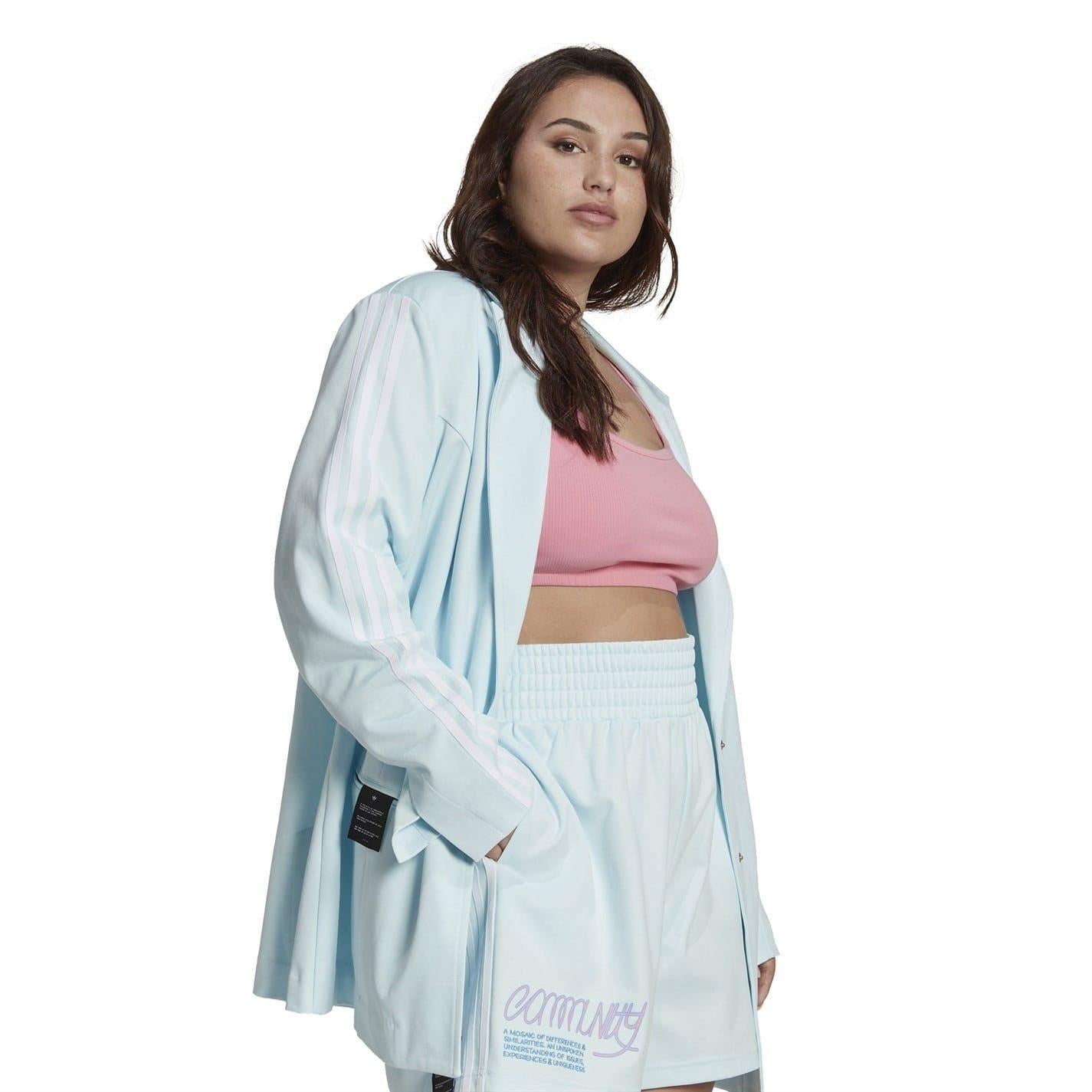 Blue - Pack Shot - Adidas Womens-Ladies Lapel Collar Plus Blazer