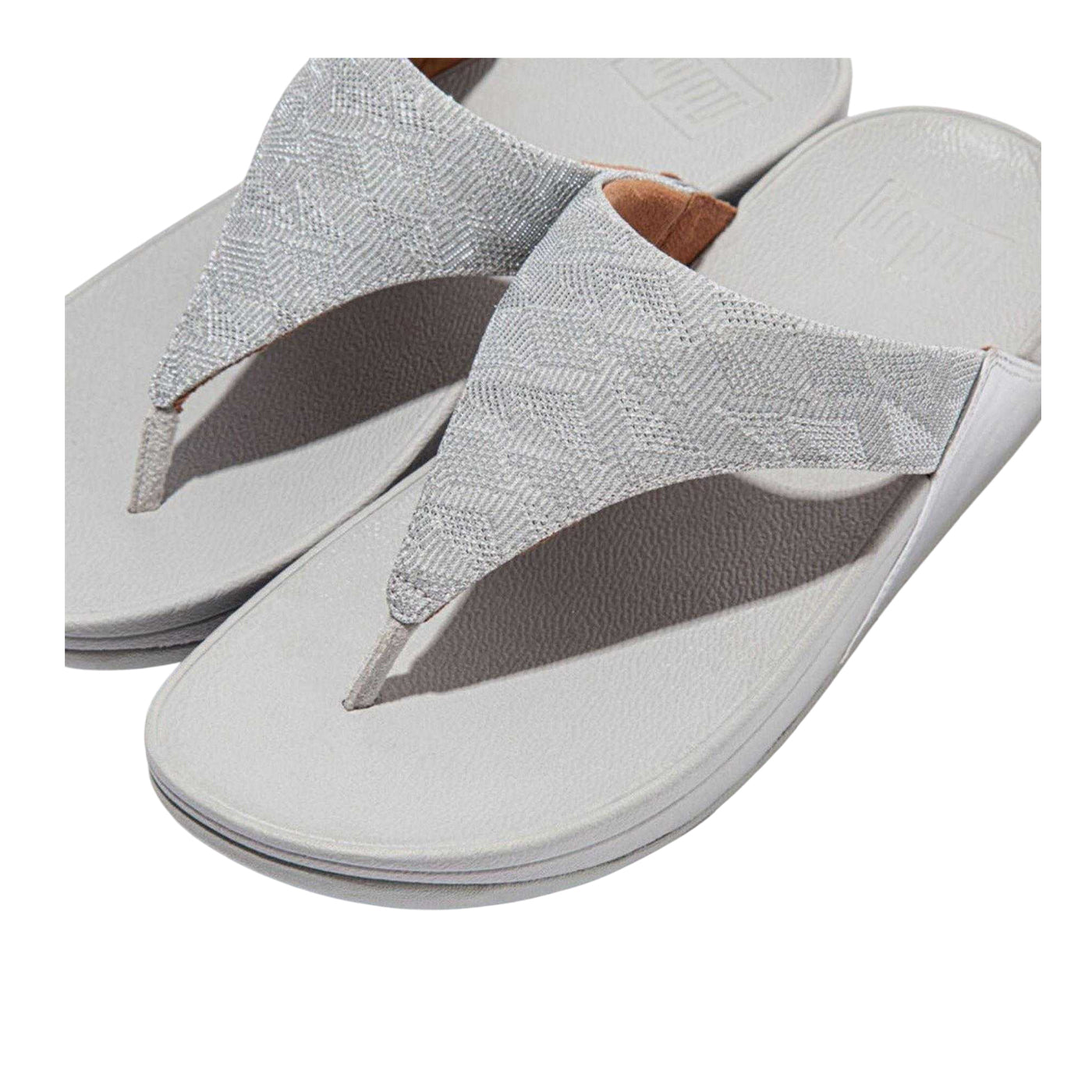 Silver - Pack Shot - FitFlop Womens-Ladies Glitz Toe Post Sandals