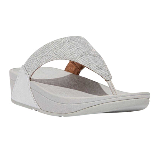 Silver - Front - FitFlop Womens-Ladies Glitz Toe Post Sandals