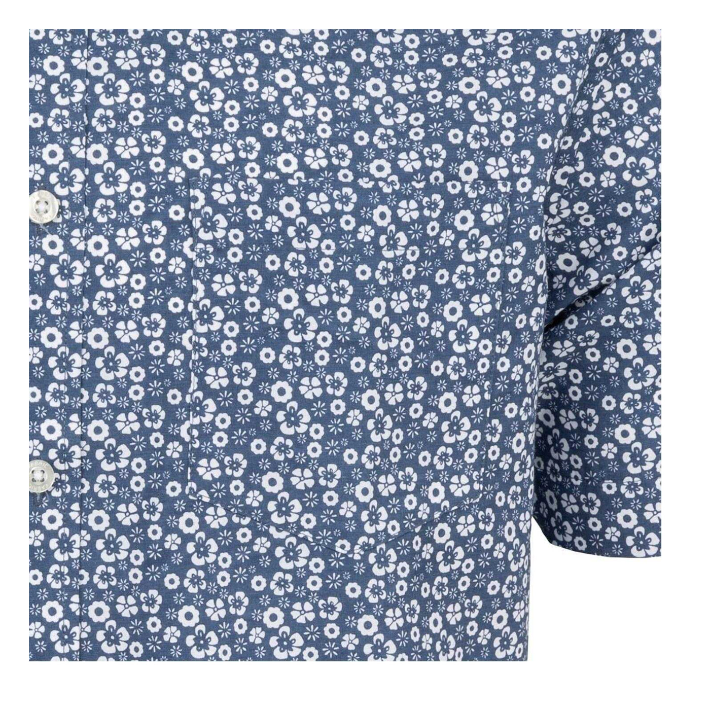 Blue - Side - Ben Sherman Mens Floral Short-Sleeved Shirt