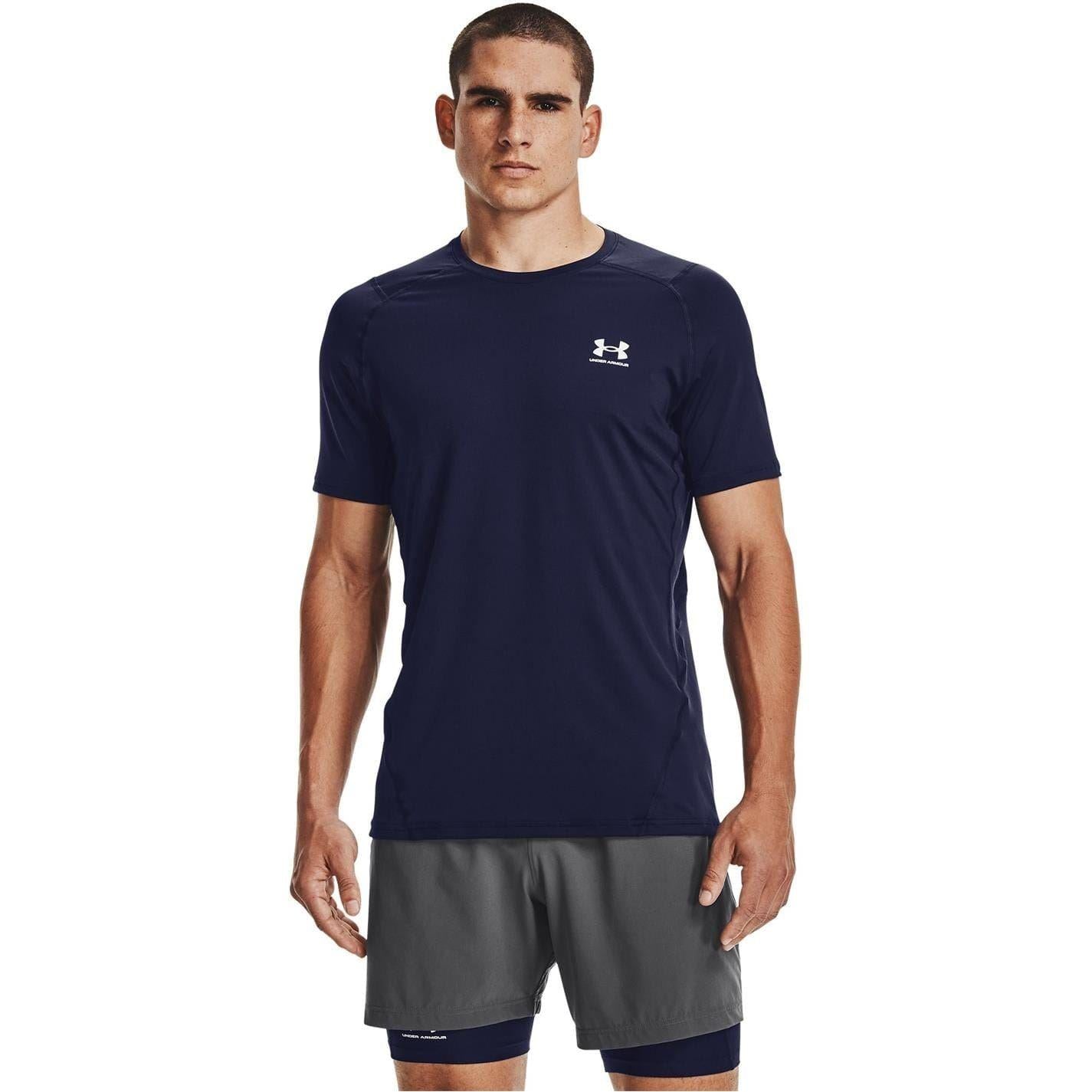 Midnight Navy - Lifestyle - Under Armour Mens HeatGear Mesh Panel Fitted T-Shirt