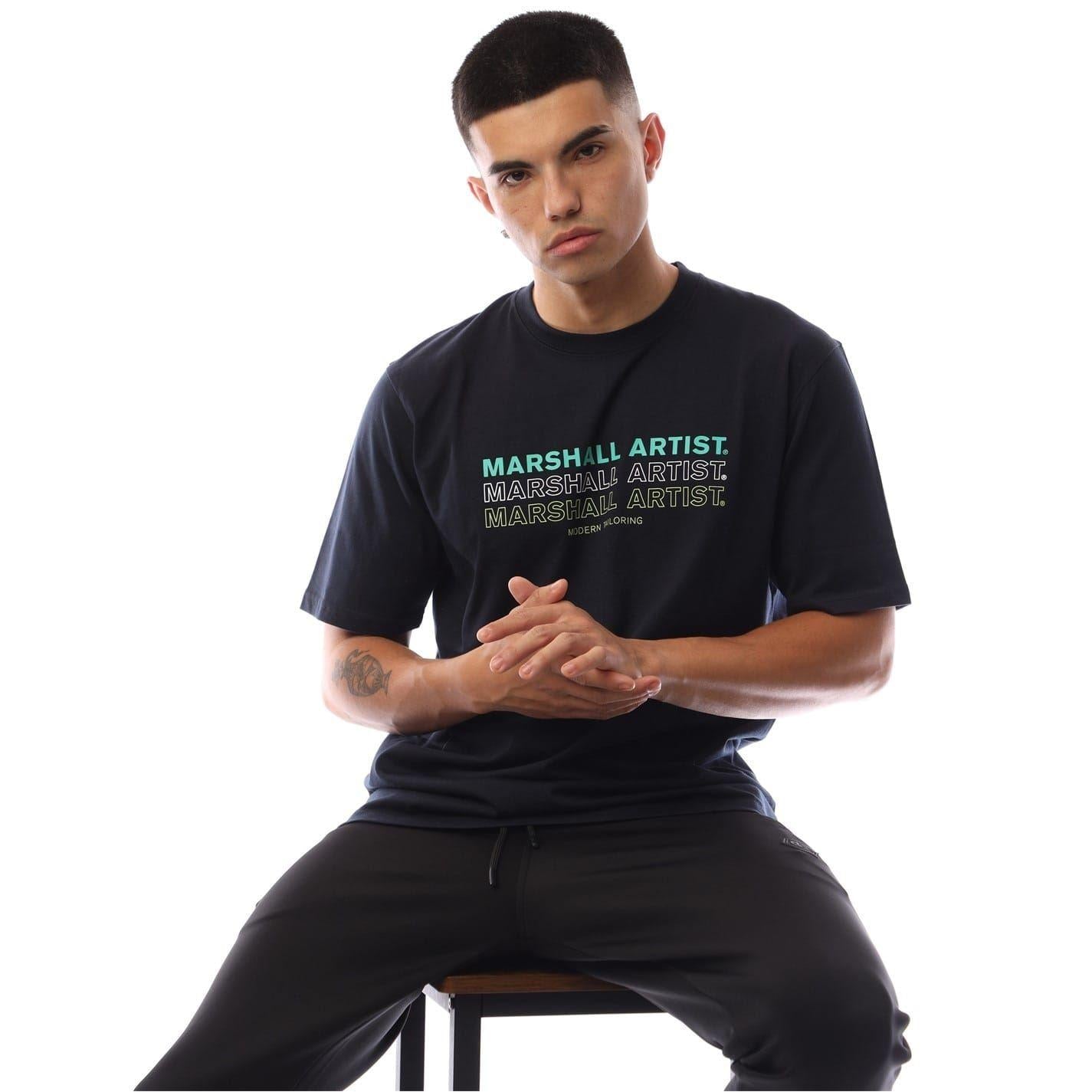 Navy - Lifestyle - Marshall Artist Mens Repeat Logo Regular T-Shirt
