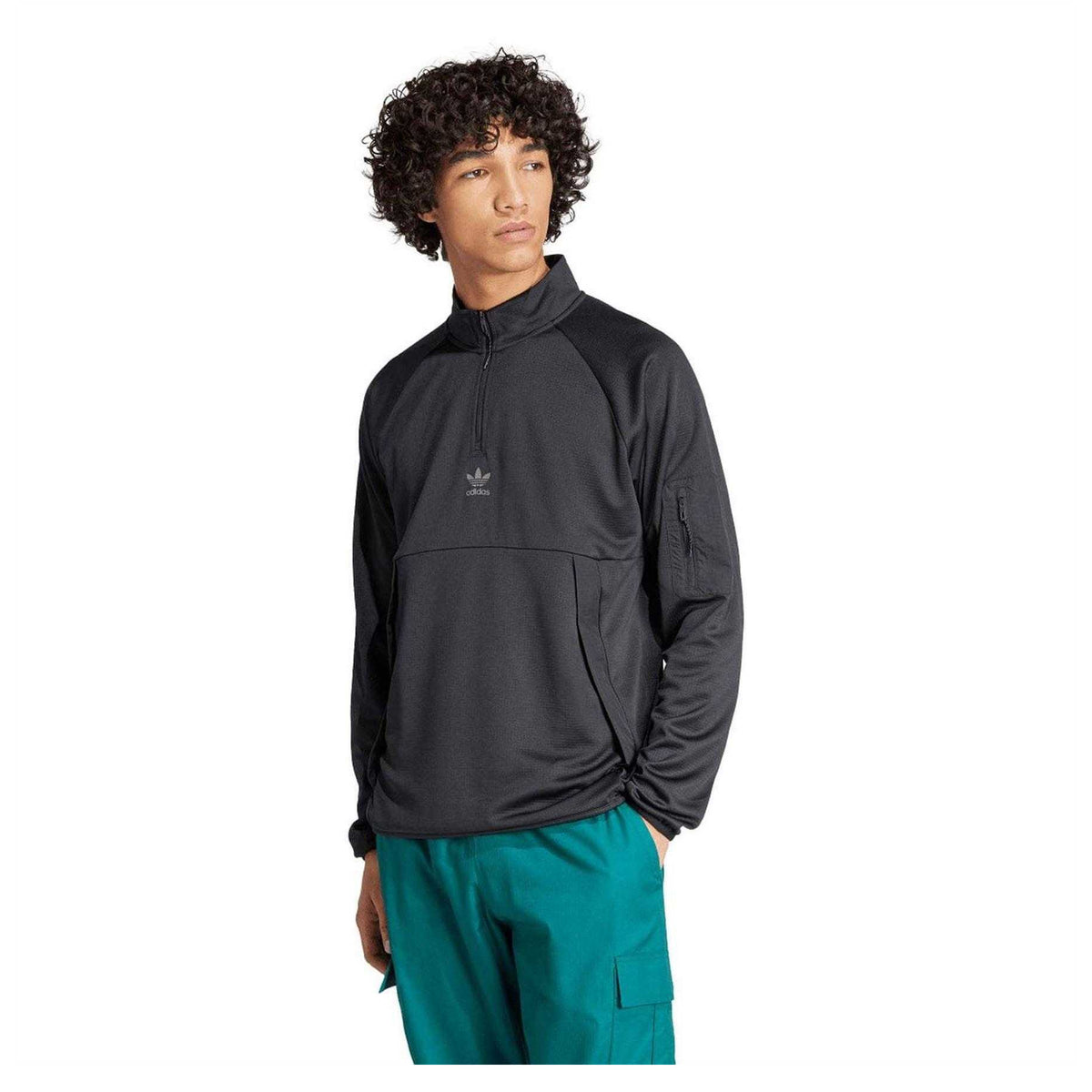 Black - Side - Adidas Mens Originals Quarter Zip Regular Sweatshirt