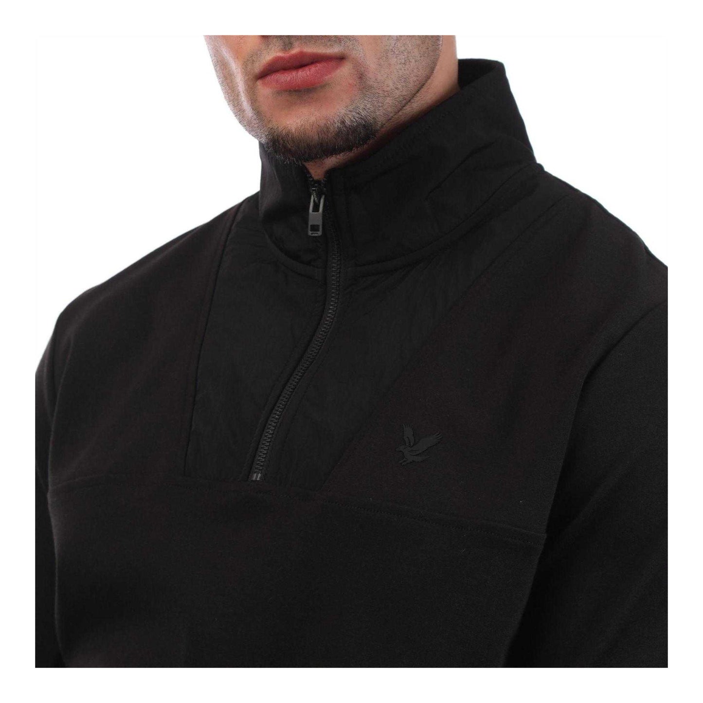 Black - Side - Lyle & Scott Mens Hybrid Sweatshirt