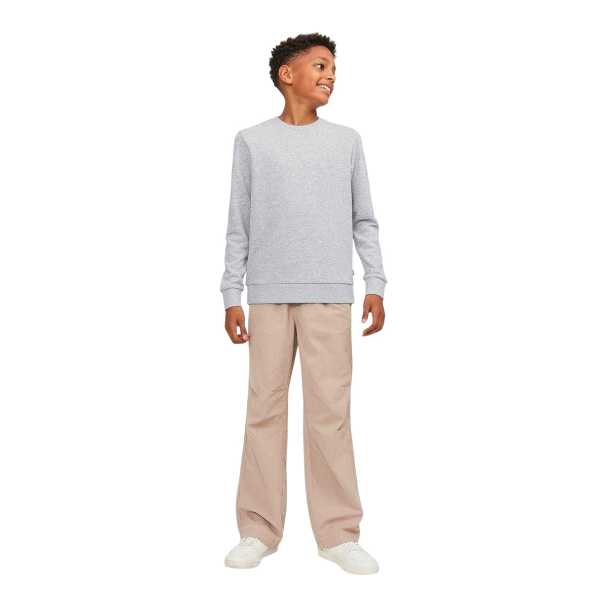 Light Grey Melange - Side - Jack And Jones Boys Regular Sweatshirt