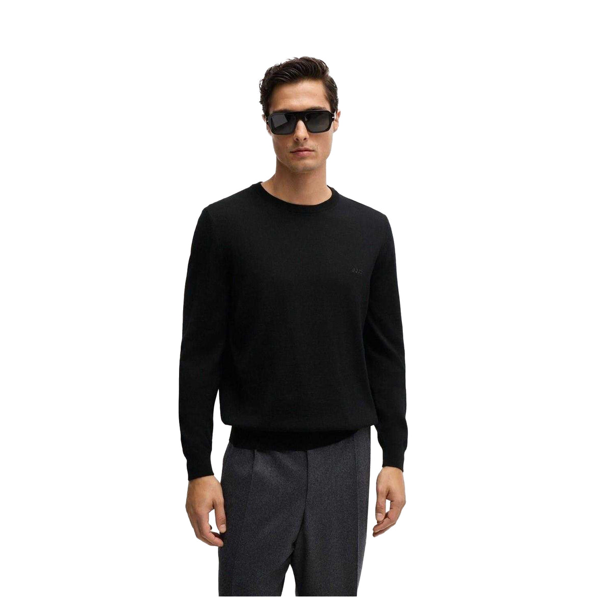 Black - Side - Boss Mens Botto Knitted Jumper