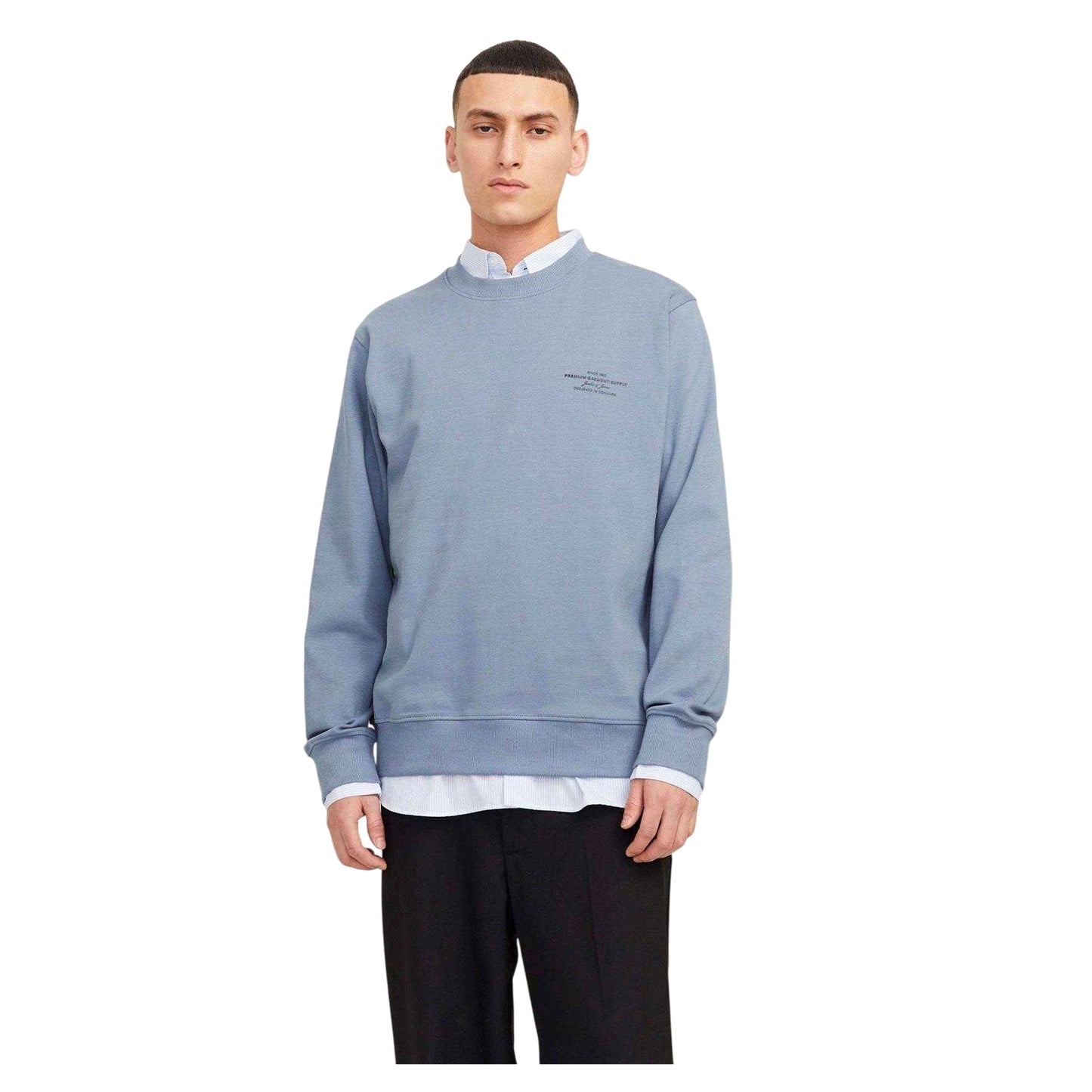 Flint Stone - Side - Jack And Jones Mens Logo Crew Neck Sweatshirt