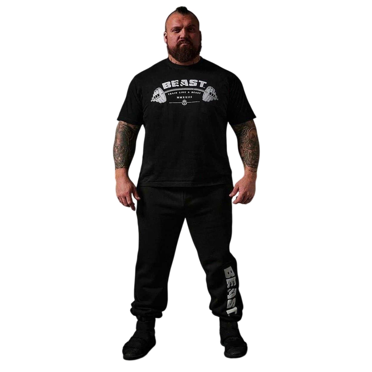 Black - Side - BEAST Unisex Adult Barbell Relaxed Fit T-Shirt