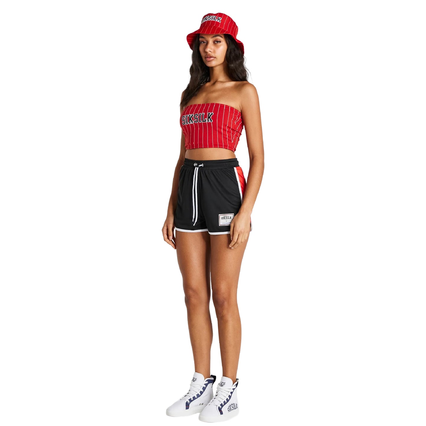 Black - Lifestyle - SikSilk Womens-Ladies Panelled Running Shorts