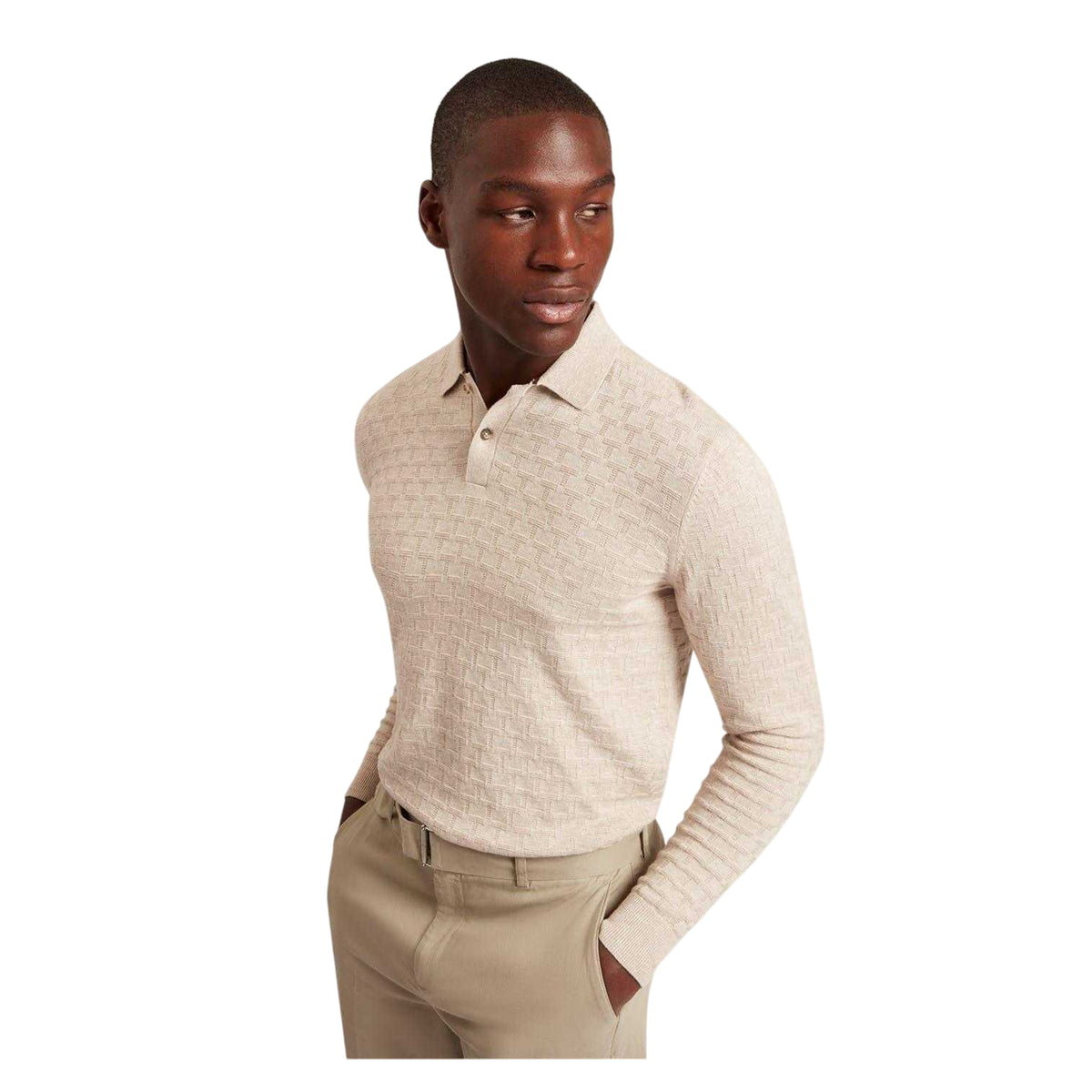 Natural - Side - Ted Baker Mens Short-Sleeved Polo Shirt