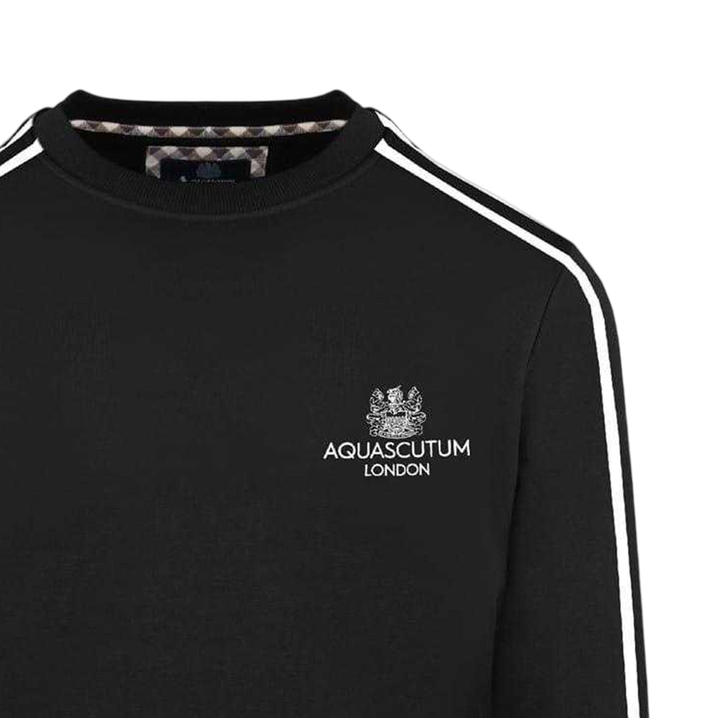 Black - Back - Aquascutum Mens Ribbed Collar Regular Sweatshirt