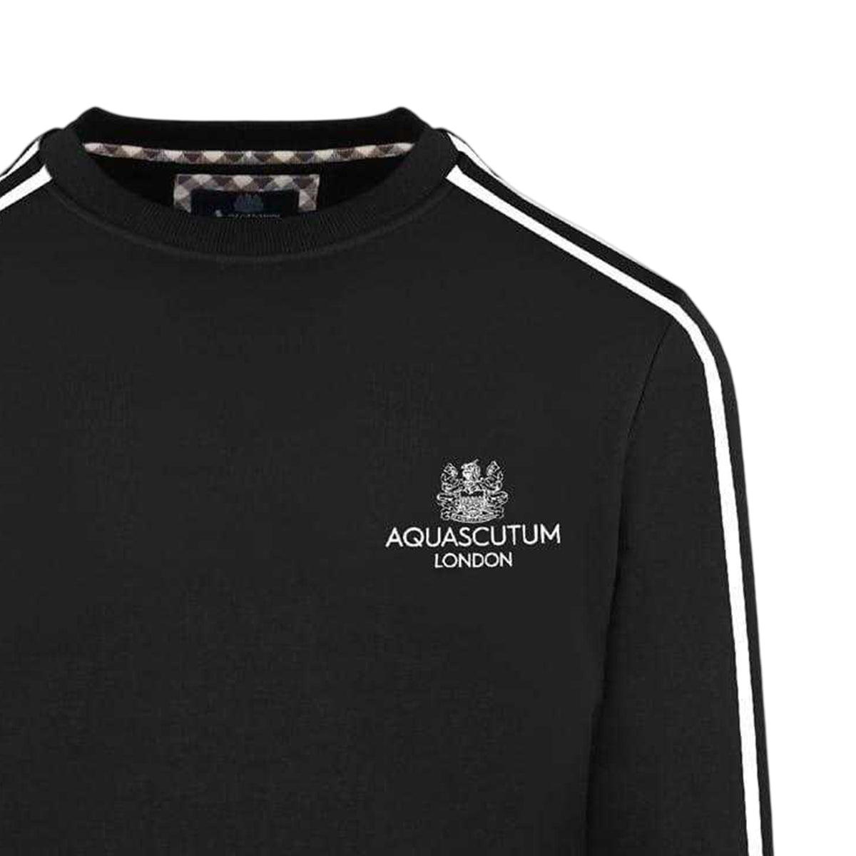 Black - Back - Aquascutum Mens Ribbed Collar Regular Sweatshirt