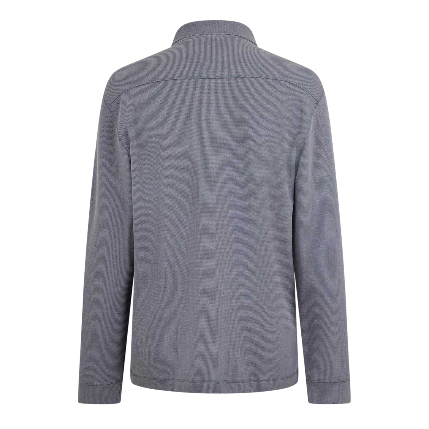 Grey - Back - Boss Mens Collared Long-Sleeved Polo Shirt