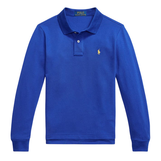 Azure - Front - Ralph Lauren Childrens-Kids Long-Sleeved Polo Shirt