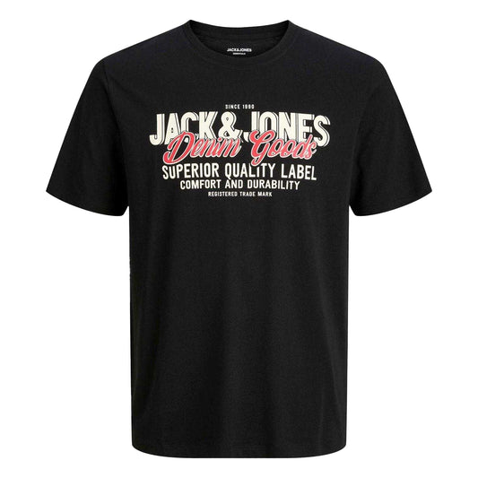 Black - Front - Jack And Jones Mens Colour Logo Plus T-Shirt