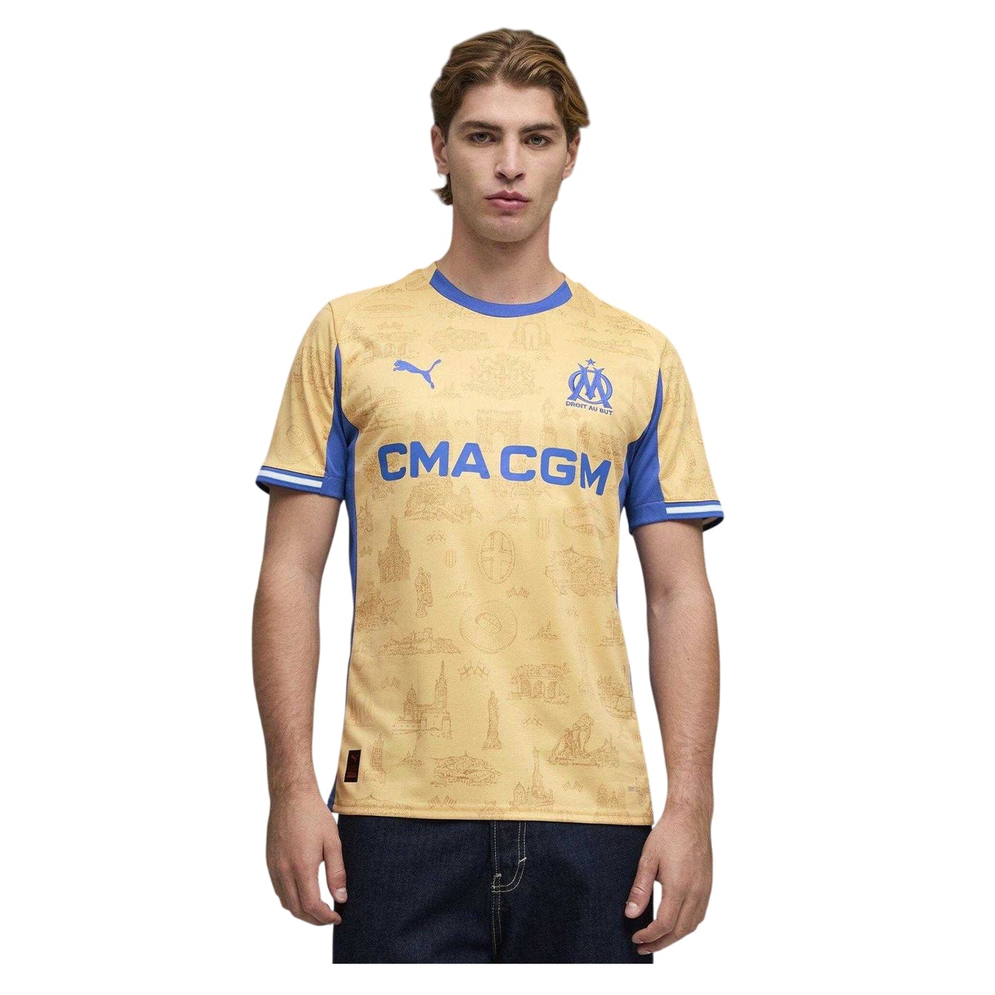 Gold-Royal Blue - Side - Puma Mens Olympique De Marseille FC Jersey