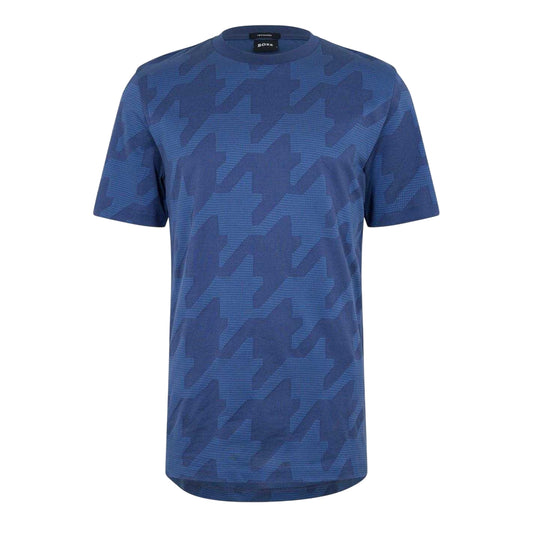 Navy Marl - Front - Boss Mens C-Thompson Houndstooth Regular T-Shirt