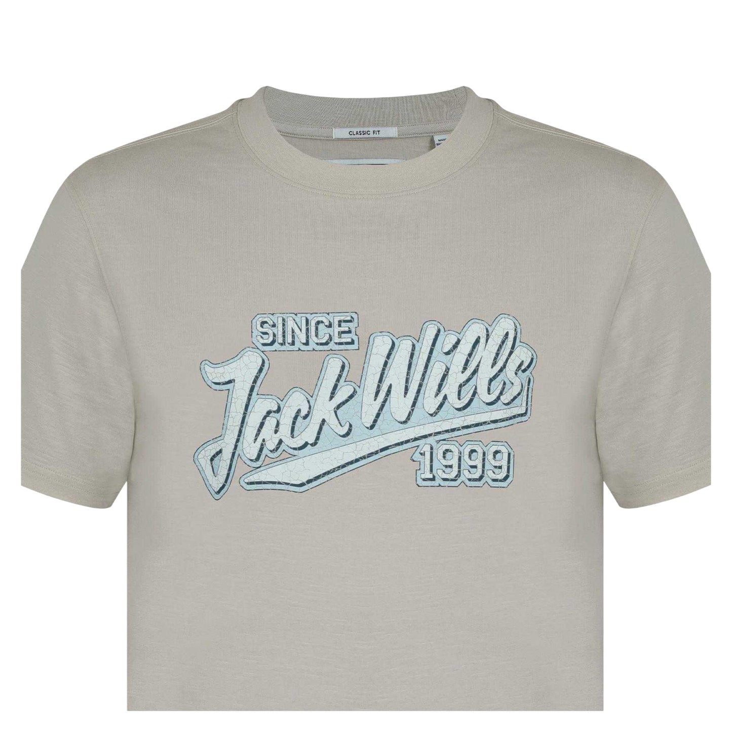 Beige - Side - Jack Wills Mens Retro Cotton Crew Neck T-Shirt