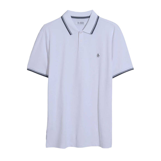 Bright White - Front - Original Penguin Mens Striped Regular Short-Sleeved Polo Shirt