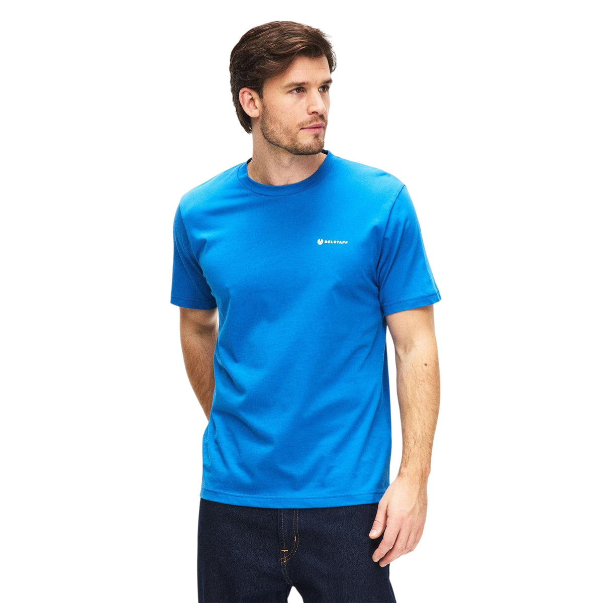 Ink-Blue-Sky Blue - Pack Shot - Belstaff Mens Logo Cotton T-Shirt (Pack of 3)