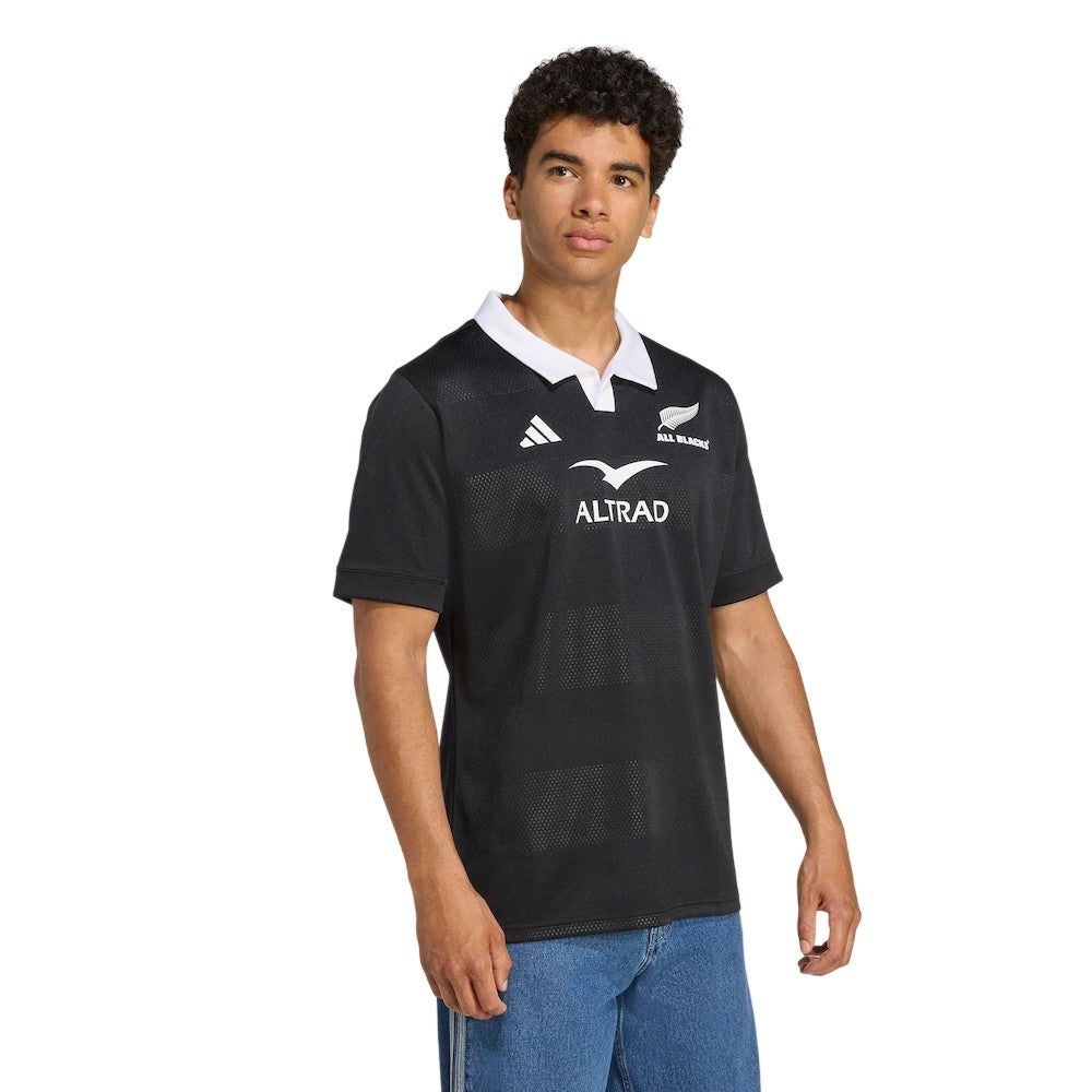 All Black - Pack Shot - Adidas Mens New Zealand Polyester Rugby Polo Shirt