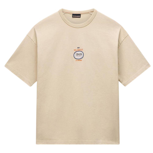 Beige - Front - Napapijri Mens Krous Oversized T-Shirt