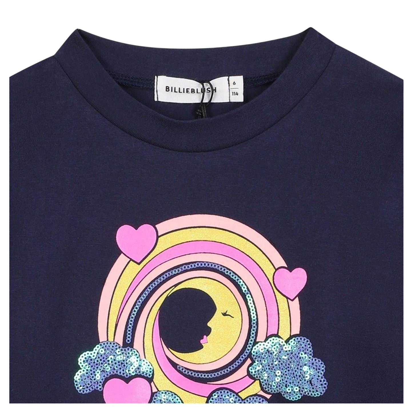 Navy - Side - Billieblush Childrens-Kids To The Moon And Back T-Shirt