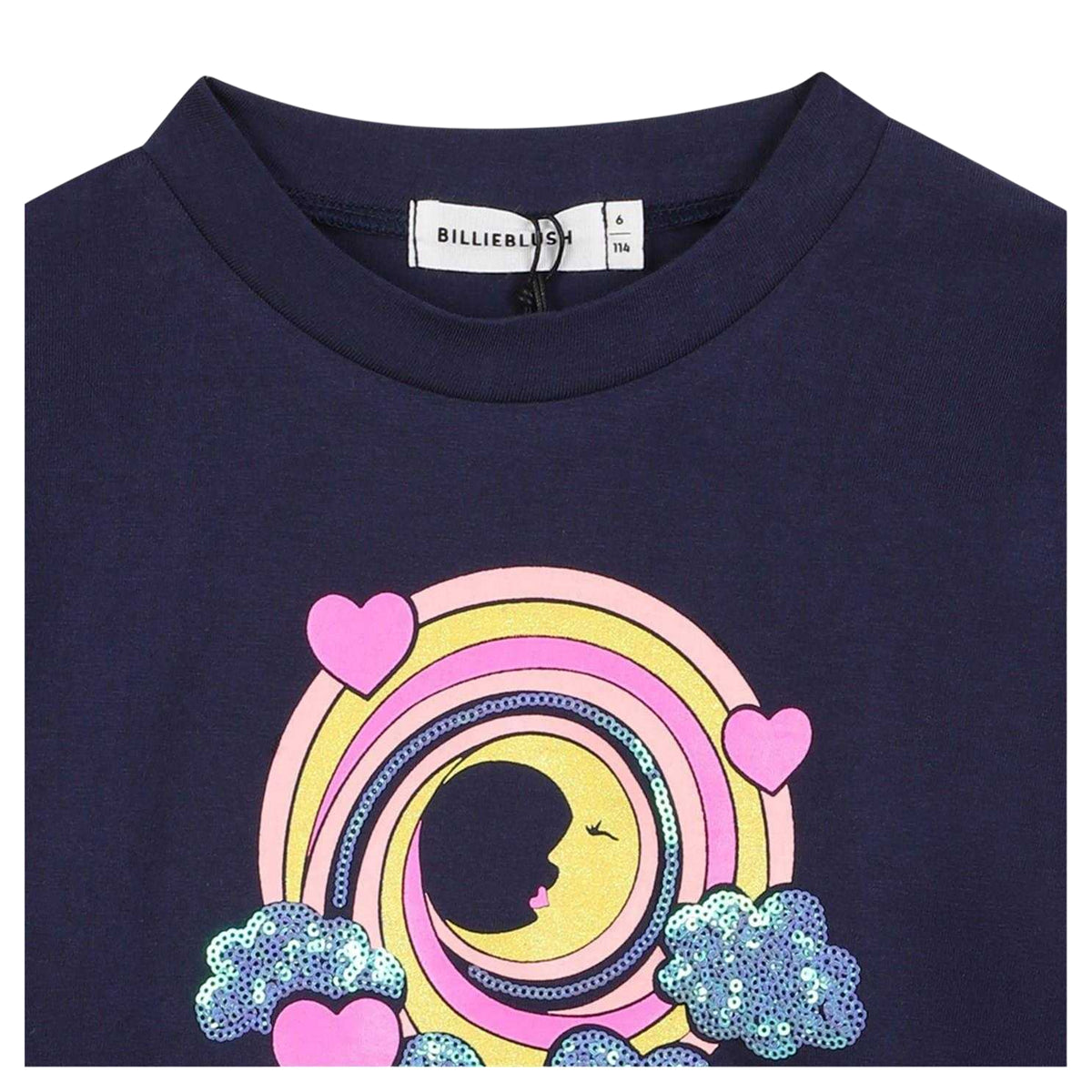 Navy - Side - Billieblush Childrens-Kids To The Moon And Back T-Shirt